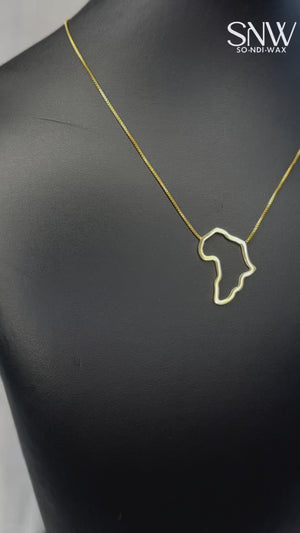Collier carte d'Afrique Or